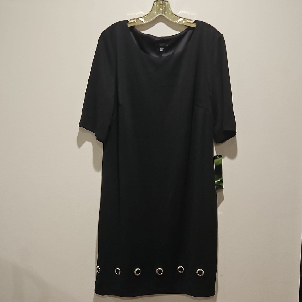 R&K Black Sheath Midi Dress with Crew Neck size 16
